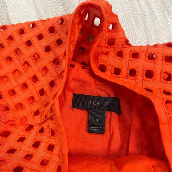 J.Crew All-over Eyelet Belted Dress in Red Embroidered Button 0 - Picture 4 of 9